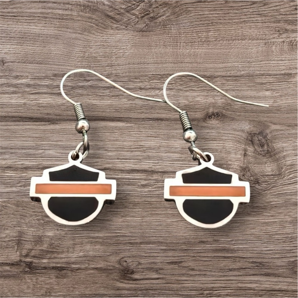 Harley-Davidson Black and Orange Earrings